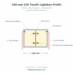 100 mm Çift Taraflı Lightbox Profili