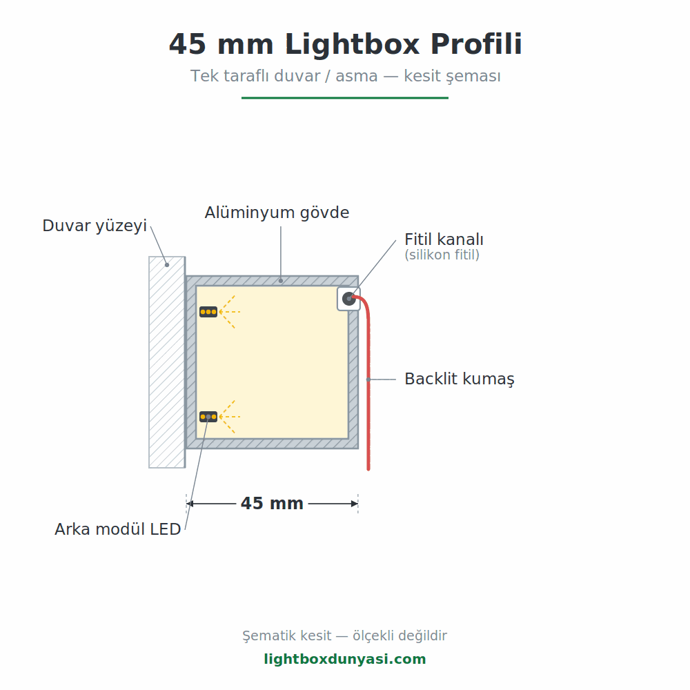 45 mm Lightbox Profili - Lightbox Dünyası